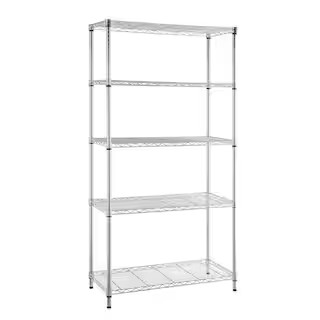 HDX 5-Tier Steel Wire Shelving Unit in Chrome (36 in. W x 72 in. H x 16 in. D) 21656CPS - The Hom... | The Home Depot