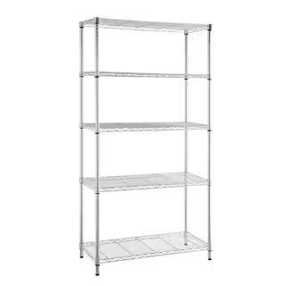 HDX 5-Tier Steel Wire Shelving Unit in Chrome (36 in. W x 72 in. H x 16 in. D) 21656CPS - The Hom... | The Home Depot