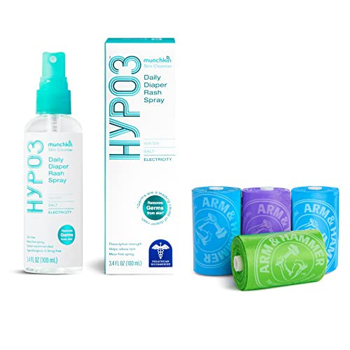 Munchkin® Arm & Hammer Diaper Disposal Bags, 4 Pack, 48 Bags and HYP03™ Daily Diaper Rash Spray with Hypochlorous | Amazon (US)