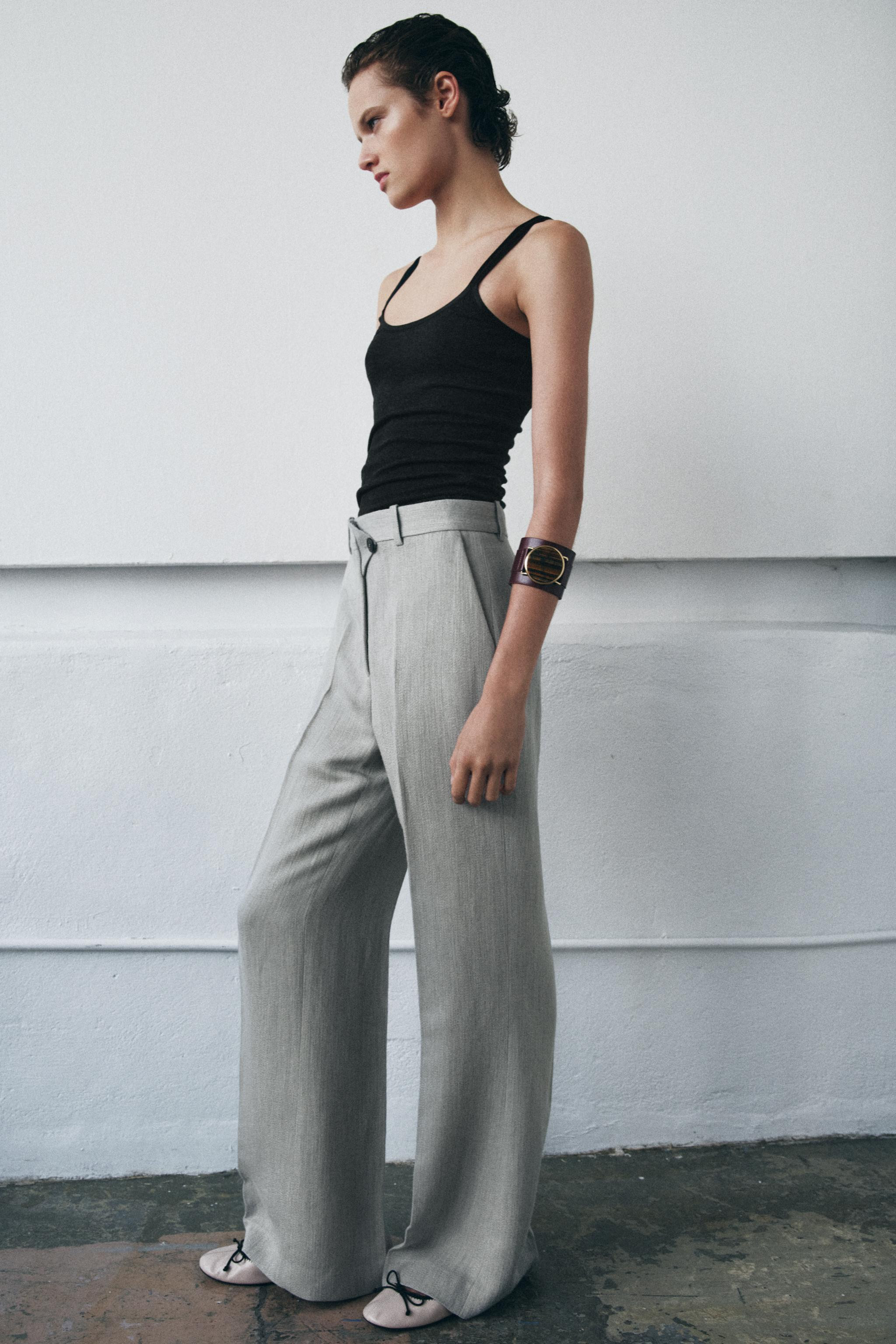 ZW COLLECTION FLARE TEXTURED TROUSERS | Zara UK
