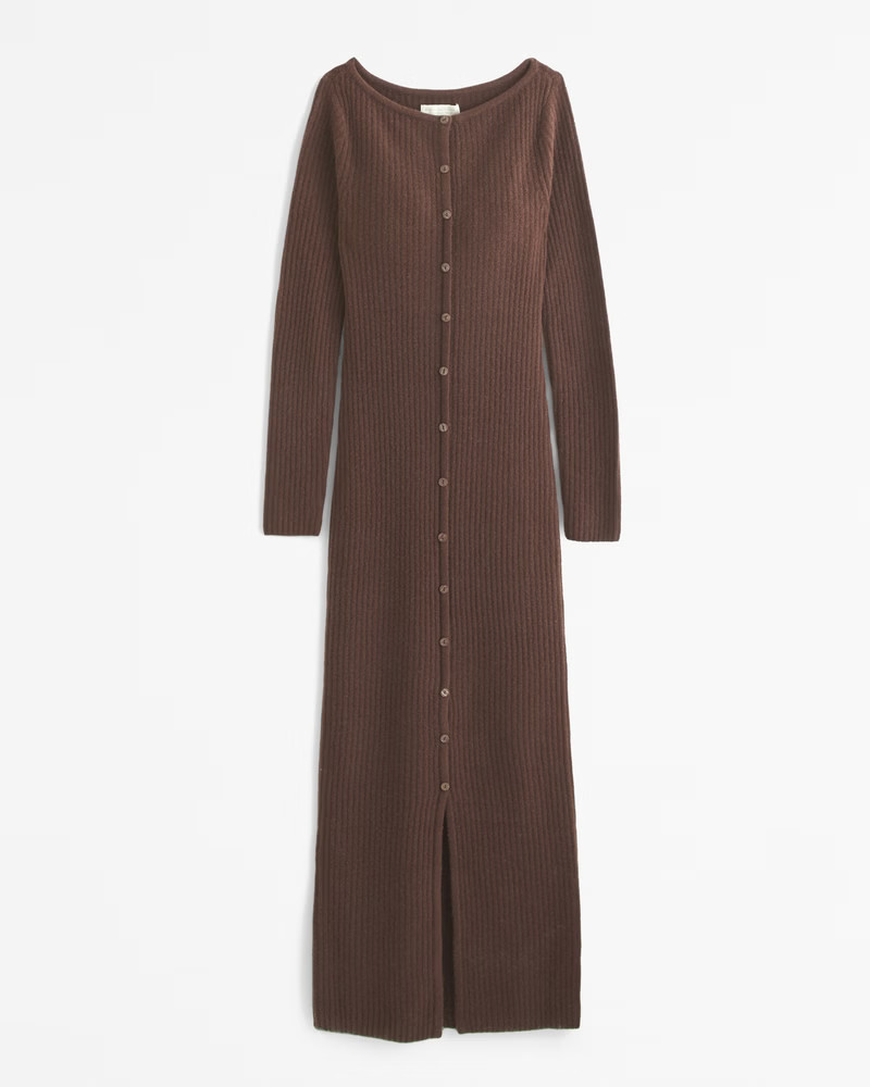 Women's Long-Sleeve Button-Through Maxi Sweater Dress | Women's Dresses & Jumpsuits | Abercrombie... | Abercrombie & Fitch (US)