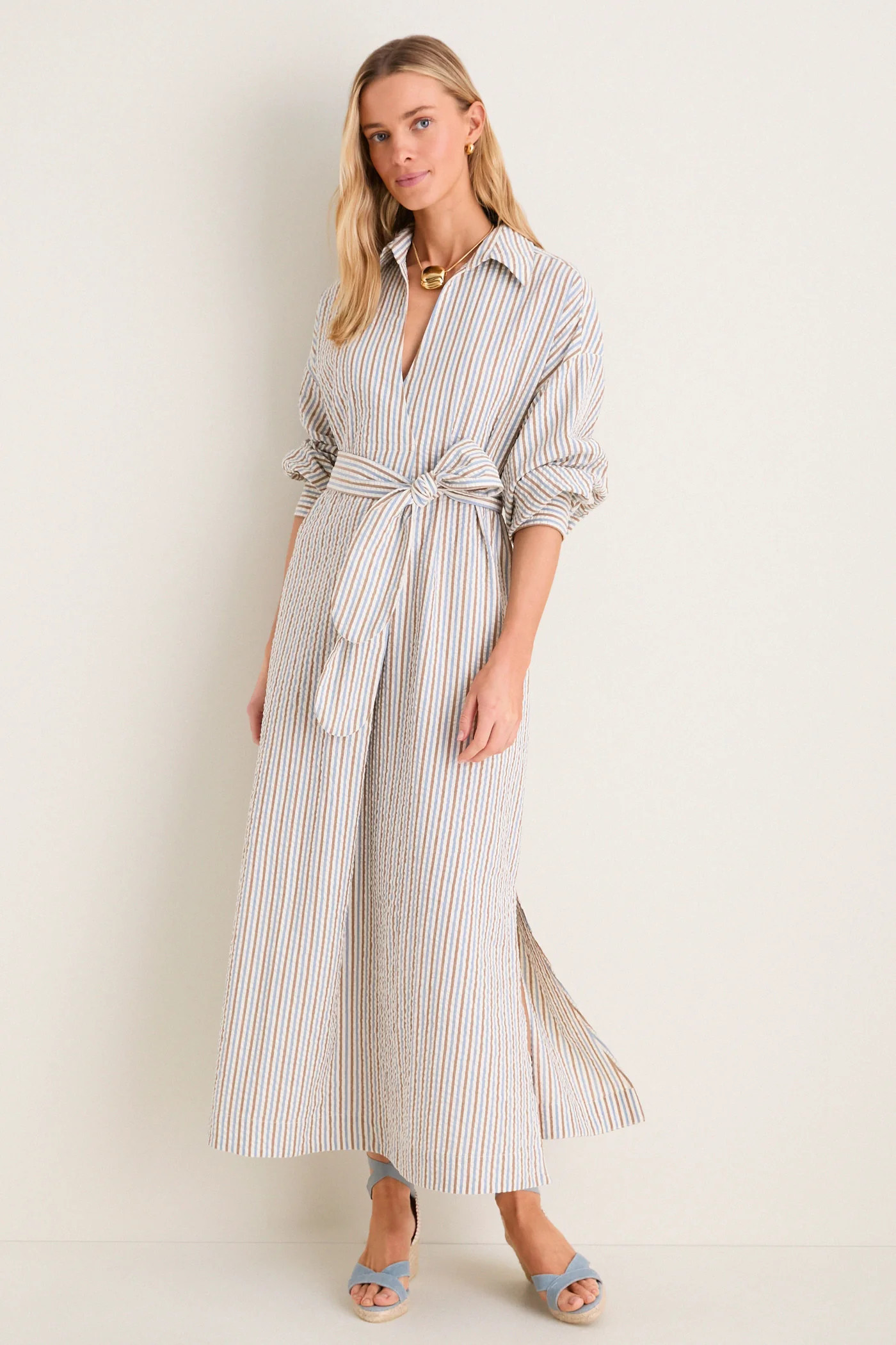 Multi Seersucker Annette Maxi Shirt Dress | Tuckernuck (US)