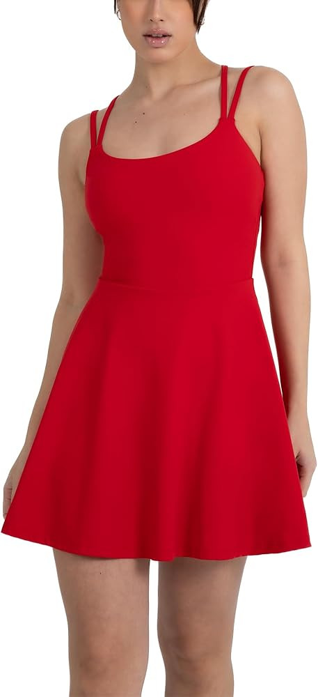 YITTY Active Women's Ultraluxe Strappy Tennis Dress with Built in Short, Athleisure, 4-Way-Stretc... | Amazon (US)