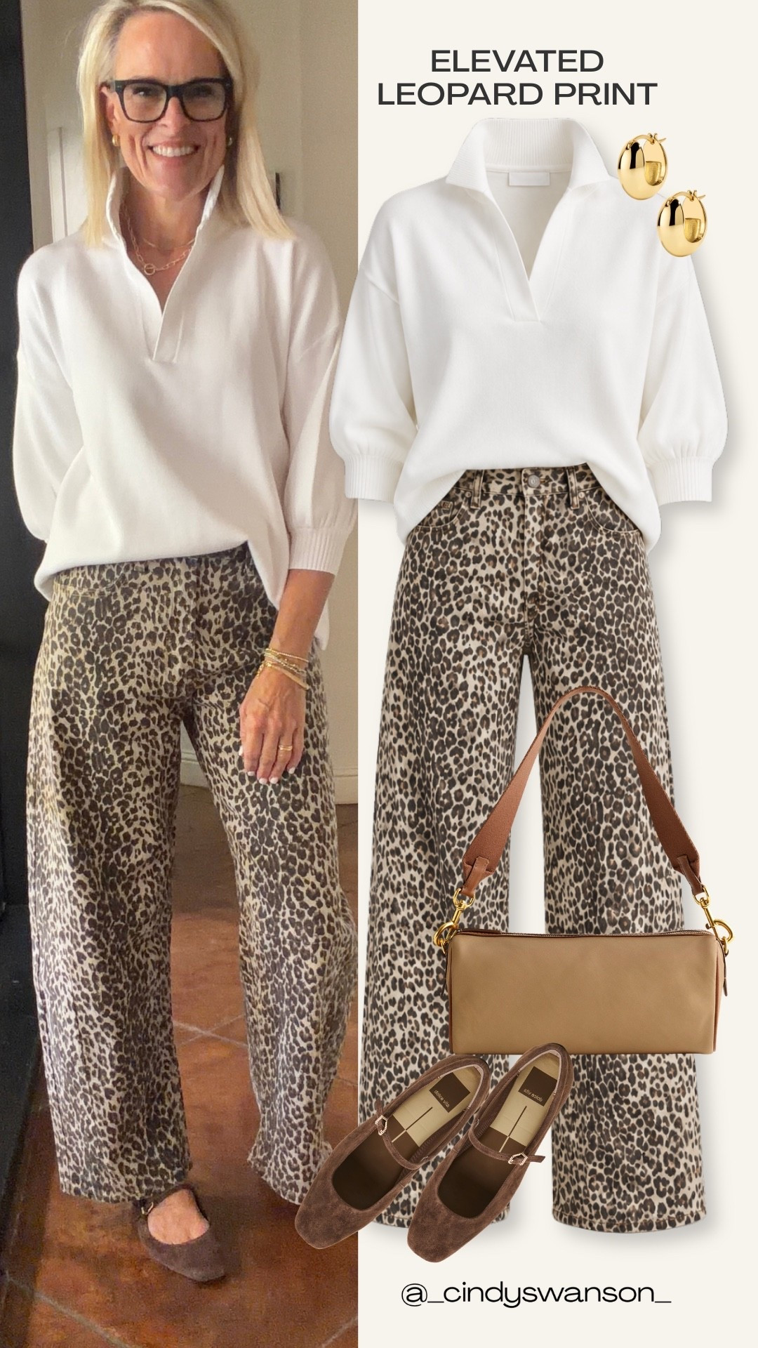 A little leopard print can make an outfit feel so polished. Love how these leopard print jeans pair with a soft white sweater for an effortless, classic look. Finished with suede flats and a neutral bag, this is an easy outfit for everyday wear.

#LTKootd #LTKOver40