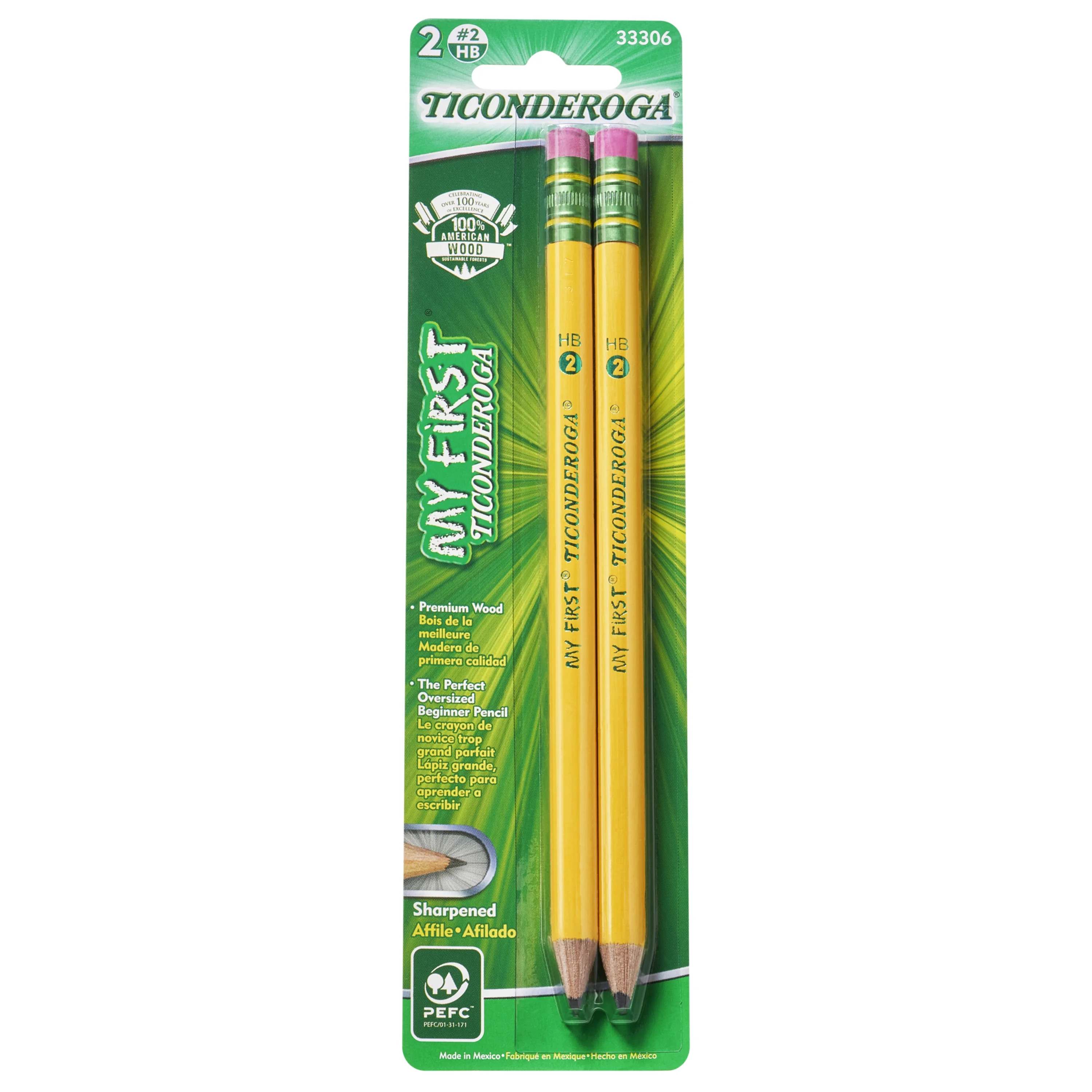 Ticonderoga Number 2 My First Beginner Pencil, Jumbo, Yellow Barrel, 2-Count | Walmart (US)