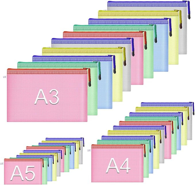 Zipper Pouch Document Bag(5 Colors,30 Pack), Letter Size Waterproof Document Pouch for School Off... | Amazon (US)