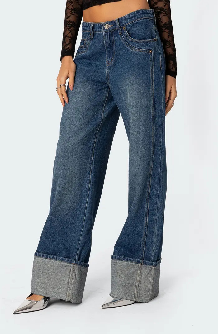 EDIKTED Vesper Cuffed Wide Leg Jeans | Nordstrom | Nordstrom