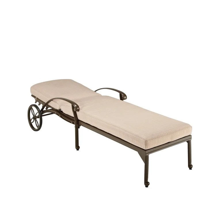 Homestyles Capri Cast Aluminum Outdoor Patio Reclining Chaise Lounge in Taupe | Walmart (US)