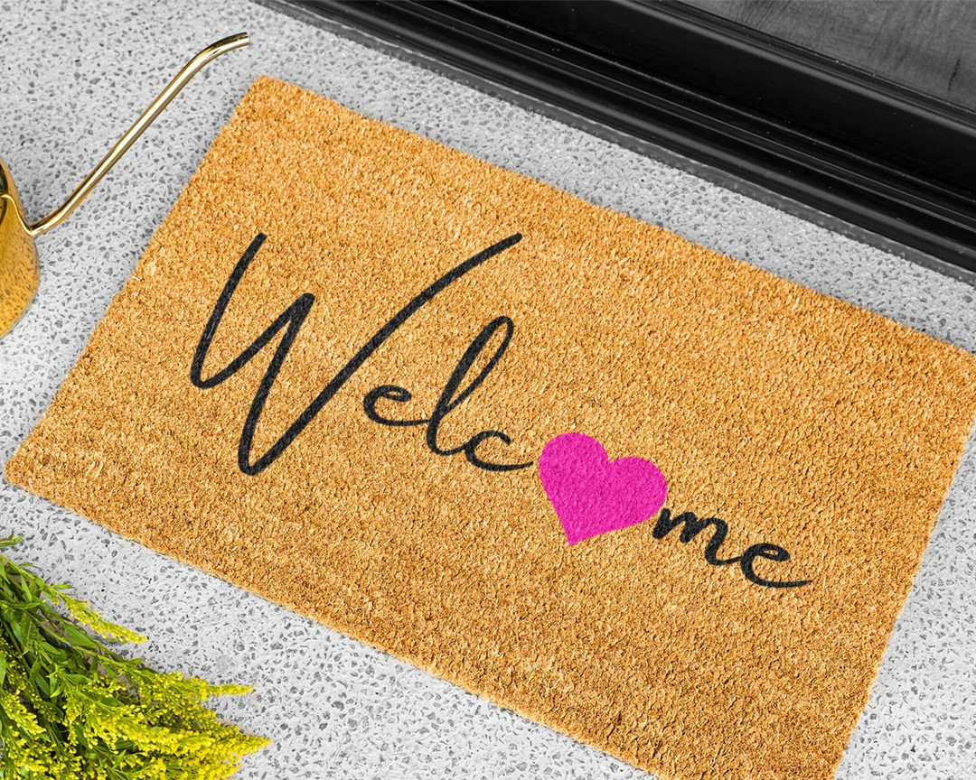 Welcome Mat With Heart, Valentines Doormat, Love Porch Decor, Housewarming Gifts, Heart Door Mat,... | Etsy (US)