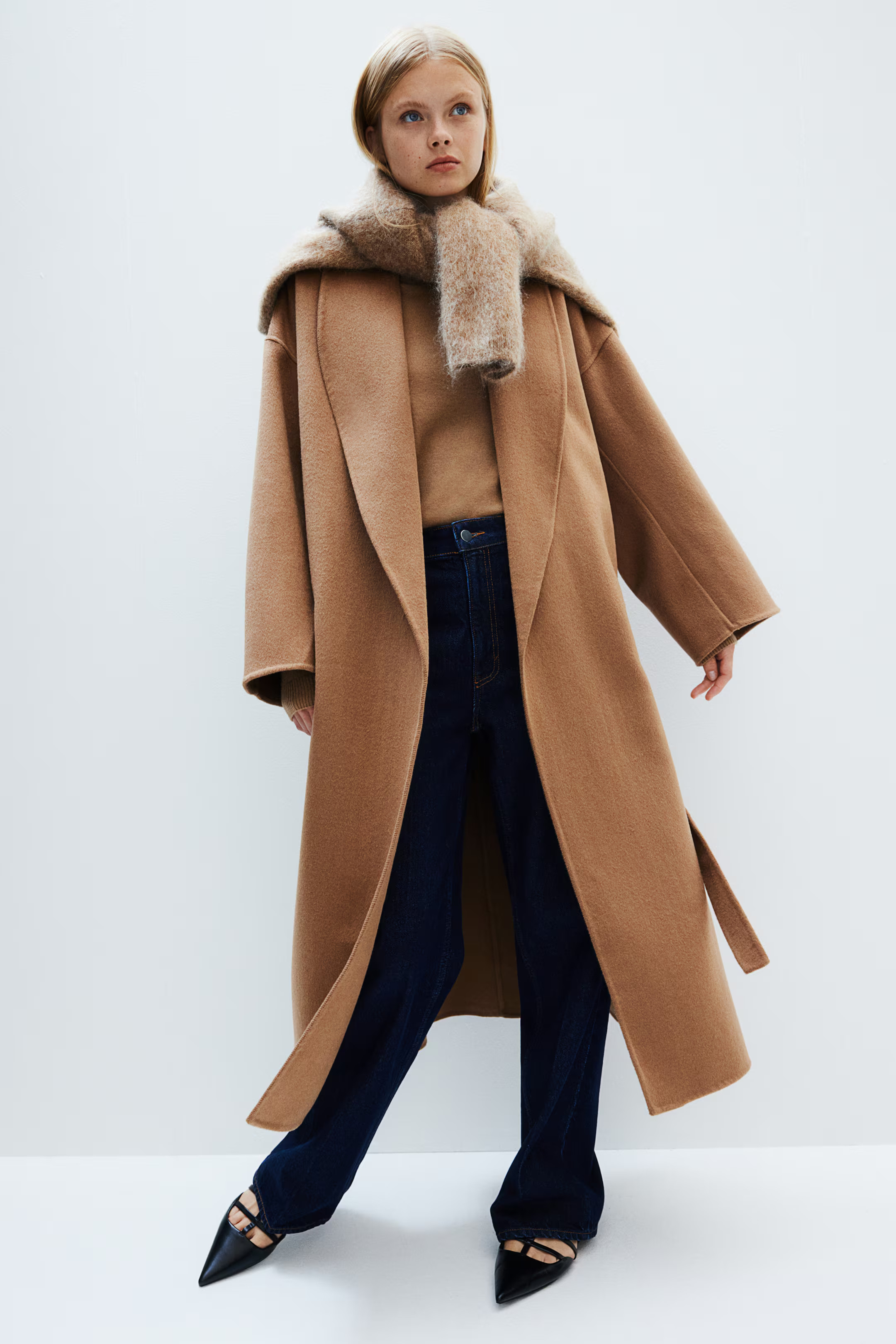 Handmade Wool-Blend Coat - Long sleeve - Maxi - Dark beige - Ladies | H&M US | H&M (US + CA)
