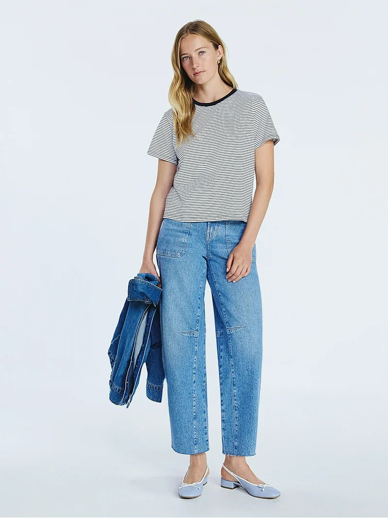 Free Assembly Women's and Women's Plus Cotton Cropped Boxy Tee with Short Sleeves, Sizes XS-4X | Walmart (US)