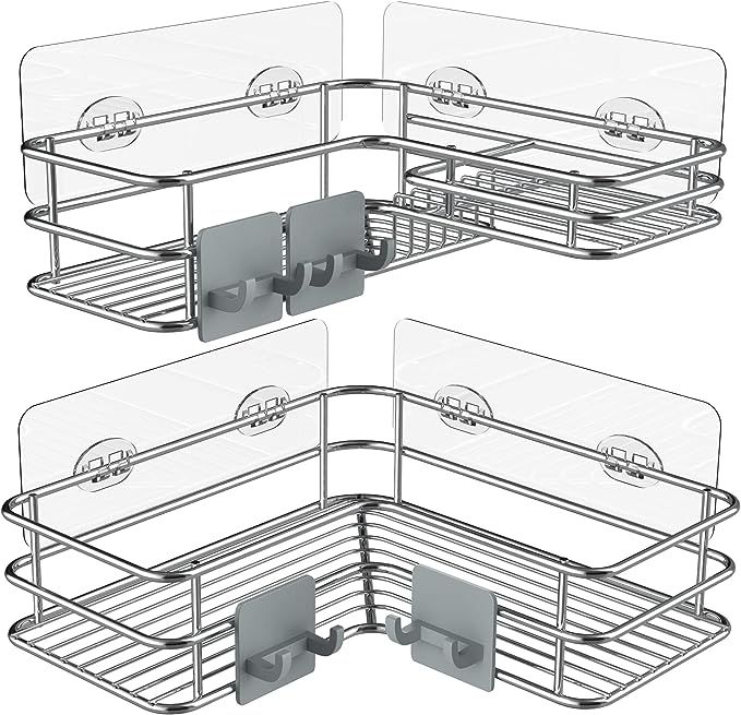 Nieifi Corner Shower Caddy with Built-In Soap Holder with Hooks, Shower Organizer Shelf Rack Bask... | Amazon (US)