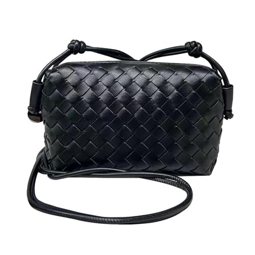 Black Purses For Women,Woven Leather Crossbody Bag Black Crossbody Bags For Women Woven Bags For Women Tote Bag For Women Small Purse Women's Shoulder Handbags | Amazon (US)