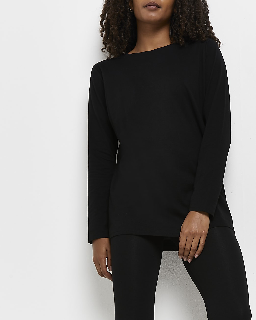 River Island Womens Black long sleeve t-shirt and leggings set | River Island (US)