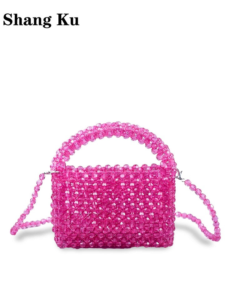 New Mini Black Studded Bead Handbag, Shoulder & Crossbody Bag | SHEIN