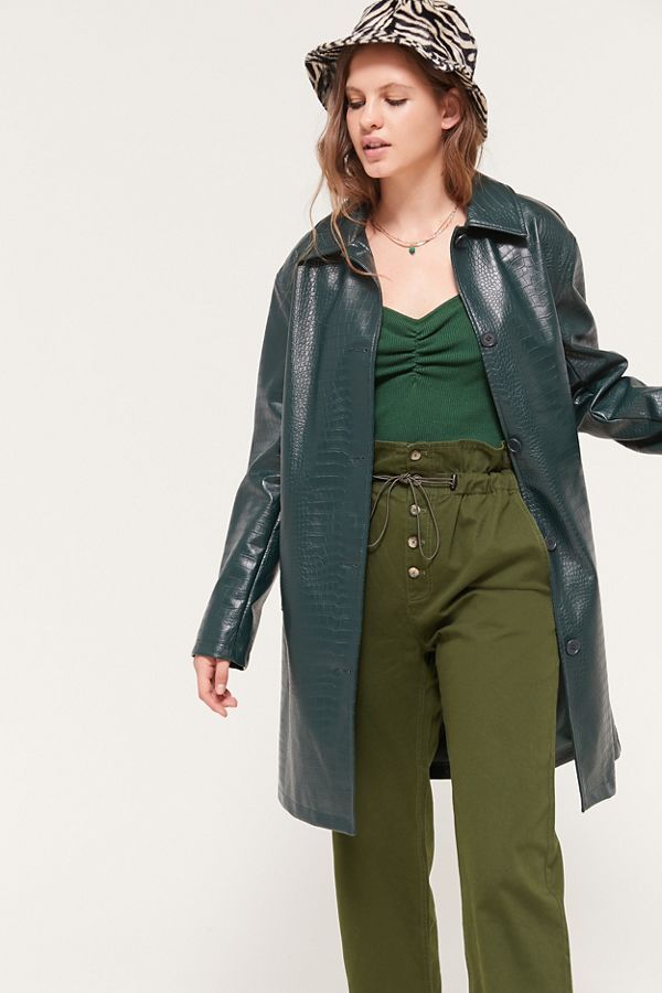 UO Crocodile Faux Leather Mac Jacket | Urban Outfitters (US and RoW)