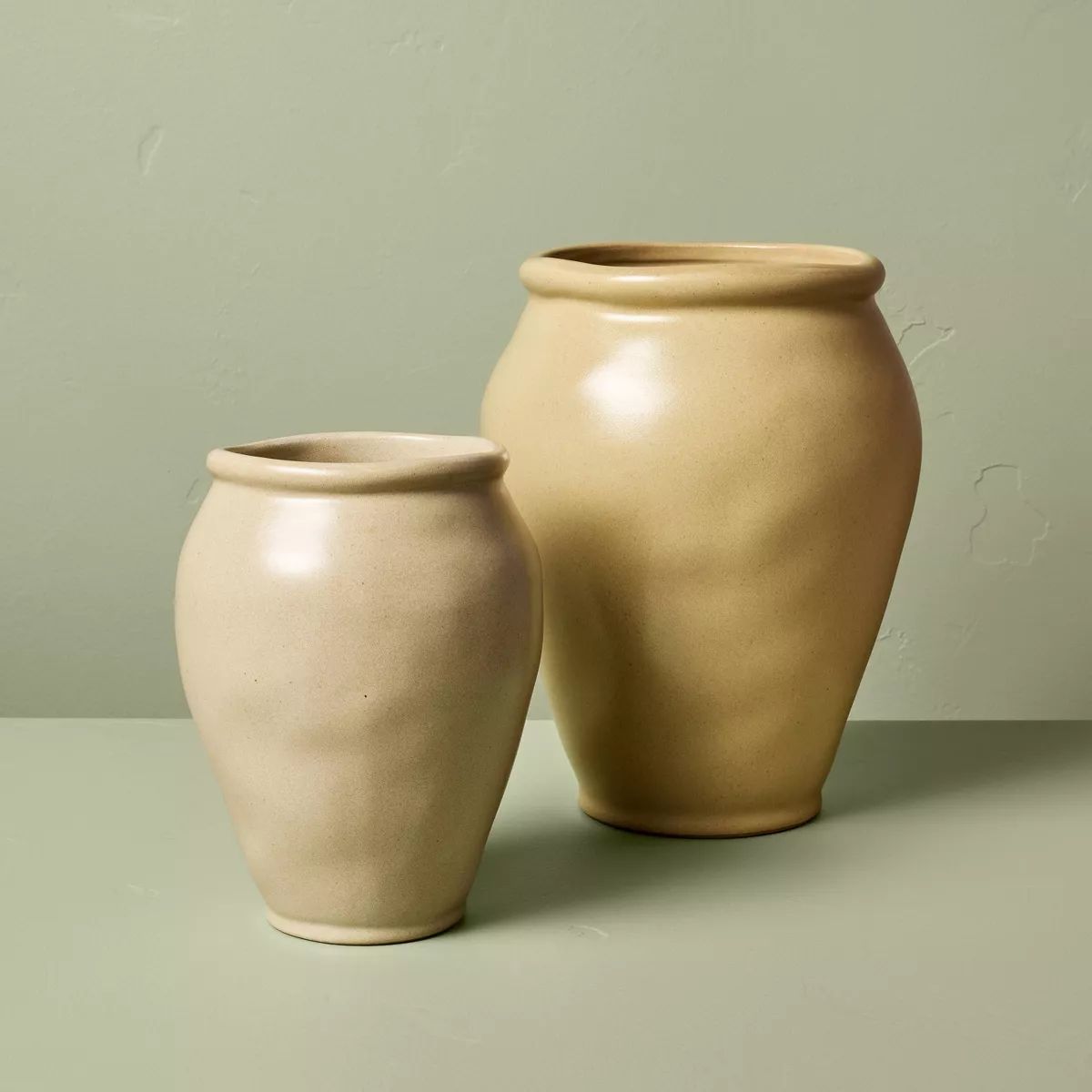 10" Smooth Ceramic Urn Vase Tan - Hearth & Hand™ with Magnolia | Target