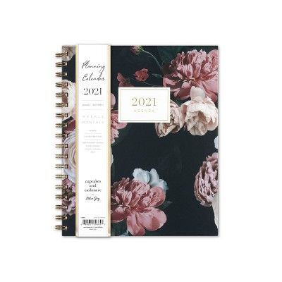 2021 Planner 7" x 9" Weekly/Monthly Wirebound Midnight Musk Floral - cupcakes and cashmere for Bl... | Target