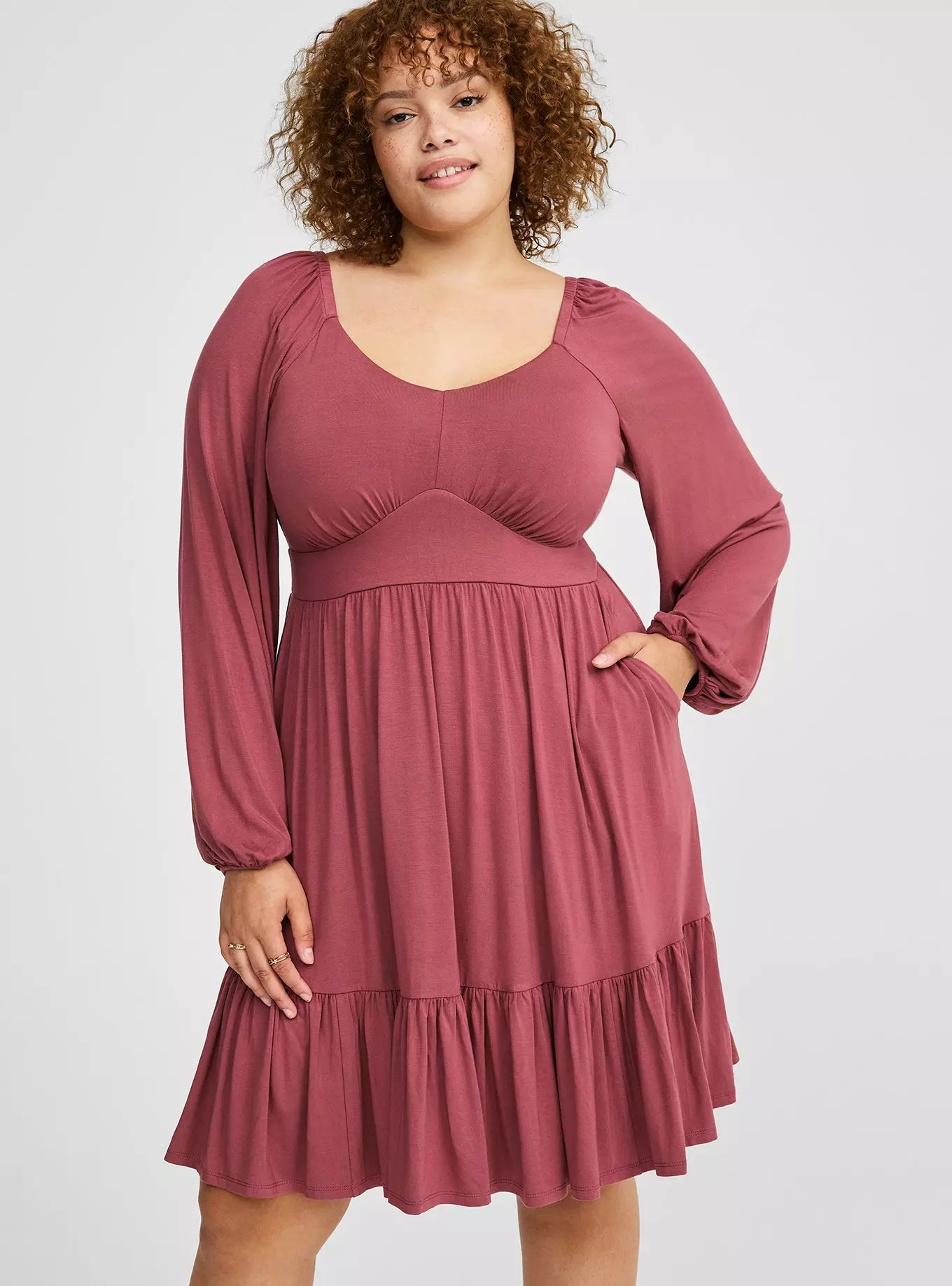 Mini Super Soft Tiered Skater Dress | Torrid (US & Canada)
