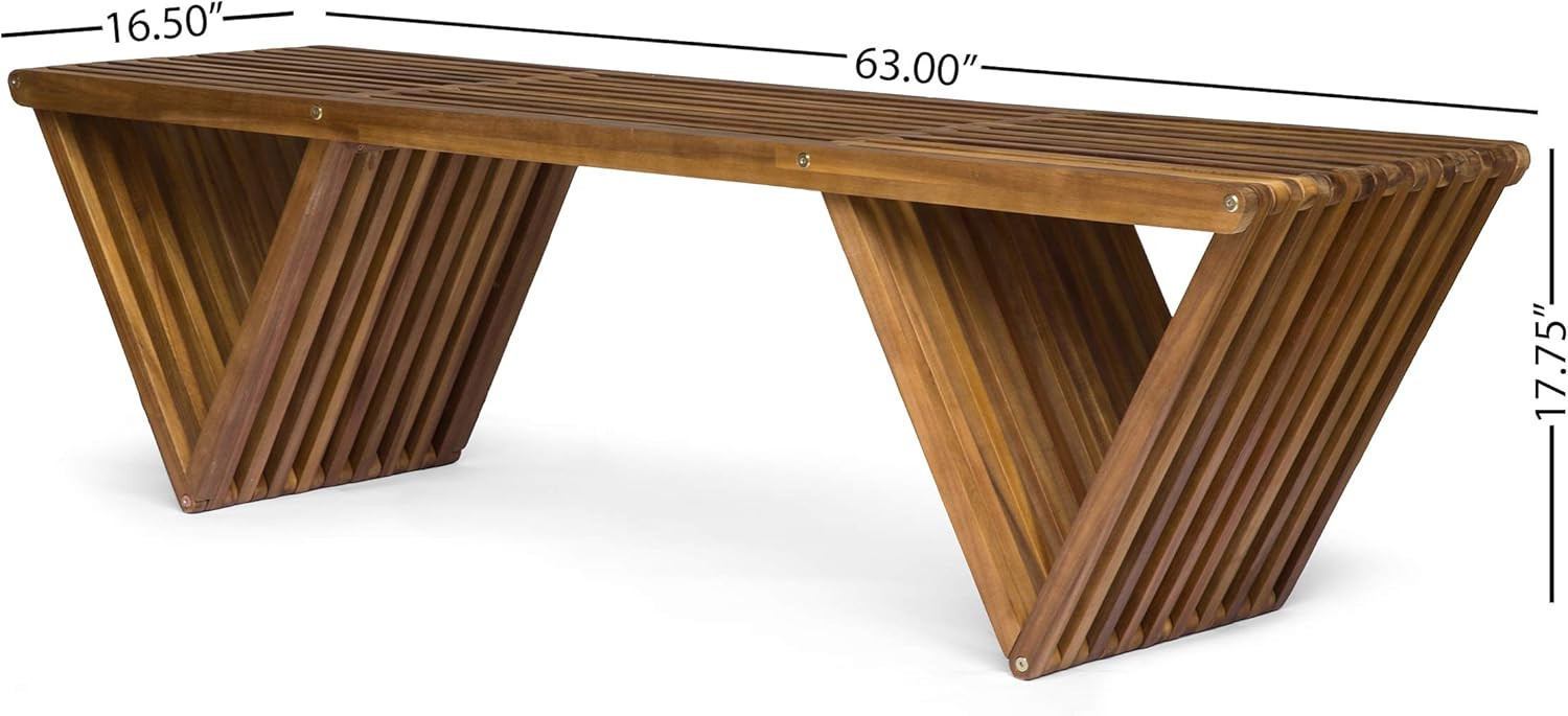 Christopher Knight Home 305722 Esme Outdoor Acacia Wood Bench, Teak Finish | Amazon (US)