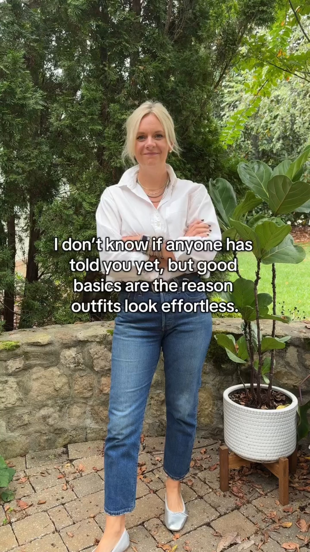 I know “basics” don’t sound exciting… but they’re the reason some outfits just work. 

When your foundation pieces fit well, drape nicely, and live in a cohesive color palette, everything layered on top looks intentional — even on low- effort days. 

Here’s what I mean by good basics: 
✨ A sweater that hits at the right spot on your body 
✨ Denim that fits now (not five pounds ago) 
✨ Neutral tones that mix without thinking 
✨ Fabrics that hold their shape 

When these pieces are dialed in, getting dressed feels easy instead of overwhelming — and that’s what effortless style actually looks like. 

If you want help identifying the basics your closet is missing, our team can help you build them.✨