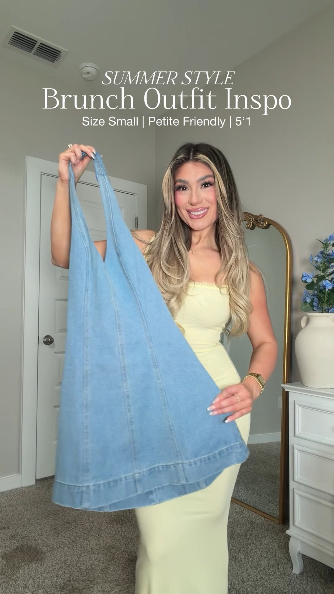 Styling mini denim dress brunch outfit inspired by: wearing small

#LTKootd #LTKgrwm