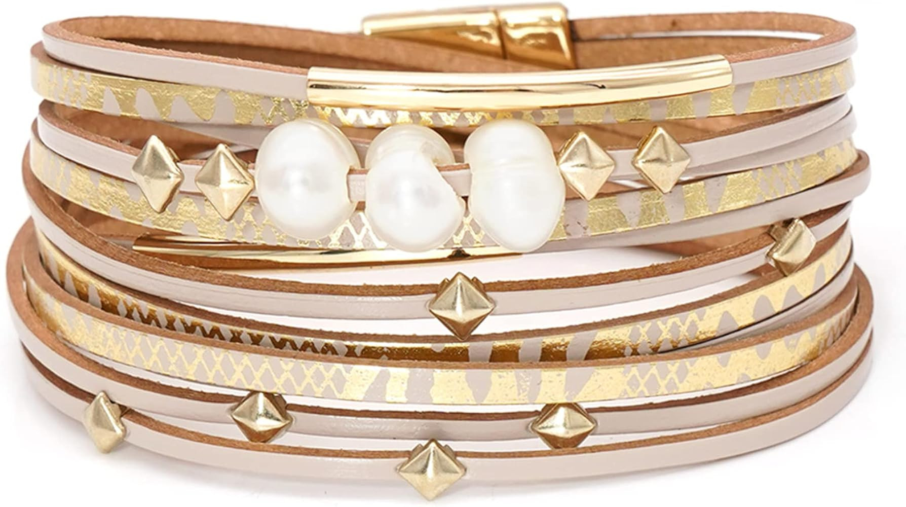 Multi-layer Leather Bracelets Multi-strand Wrap Bracelets Handmade Braided Rope Cuff Bangle with ... | Amazon (US)