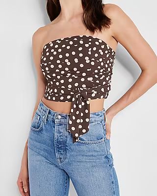 Polka Dot Ruched Tie Waist Tube Top | Express