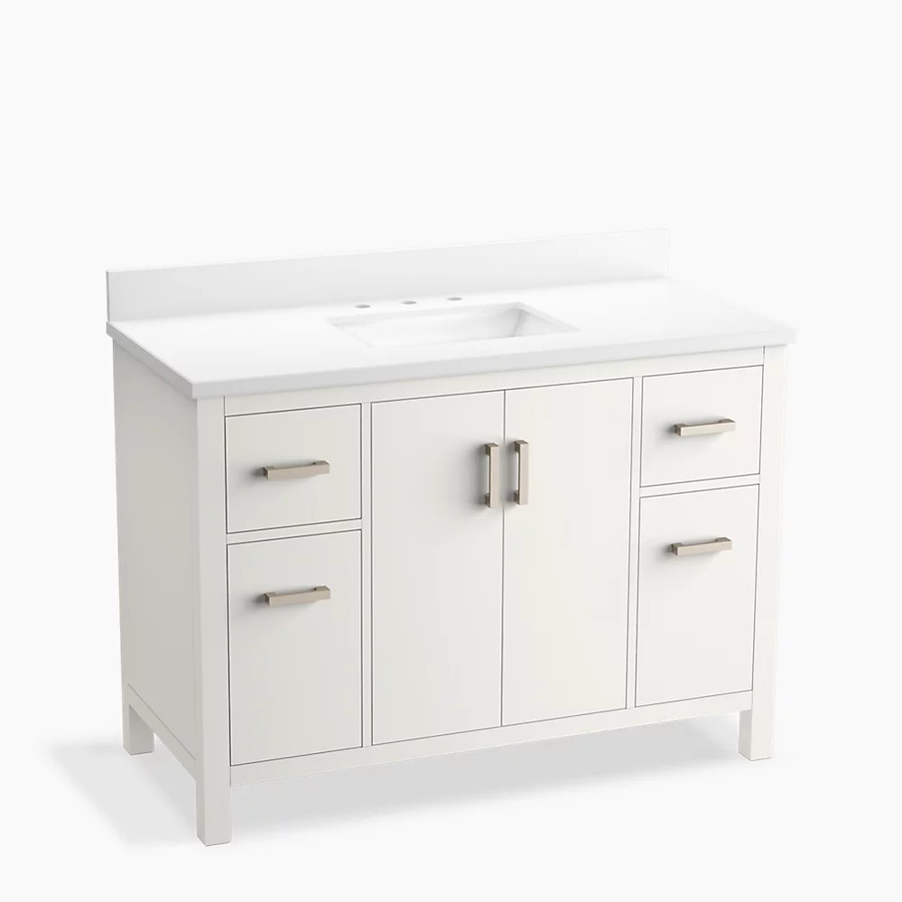 48" bathroom vanity cabinet with sink and quartz top | Kohler