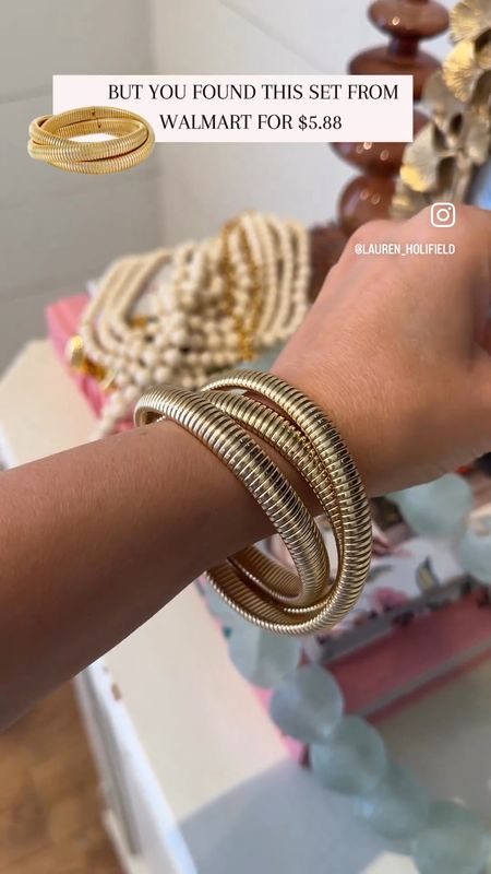 I wanted the Ben Amun bracelet set but I didn’t want to pay $170 for it so I found this adorable set from Walmart for $5.88. It was for a sure a top seller this week! 

Looks for less. Save vs splurge. 

#LTKstyletip #LTKunder50