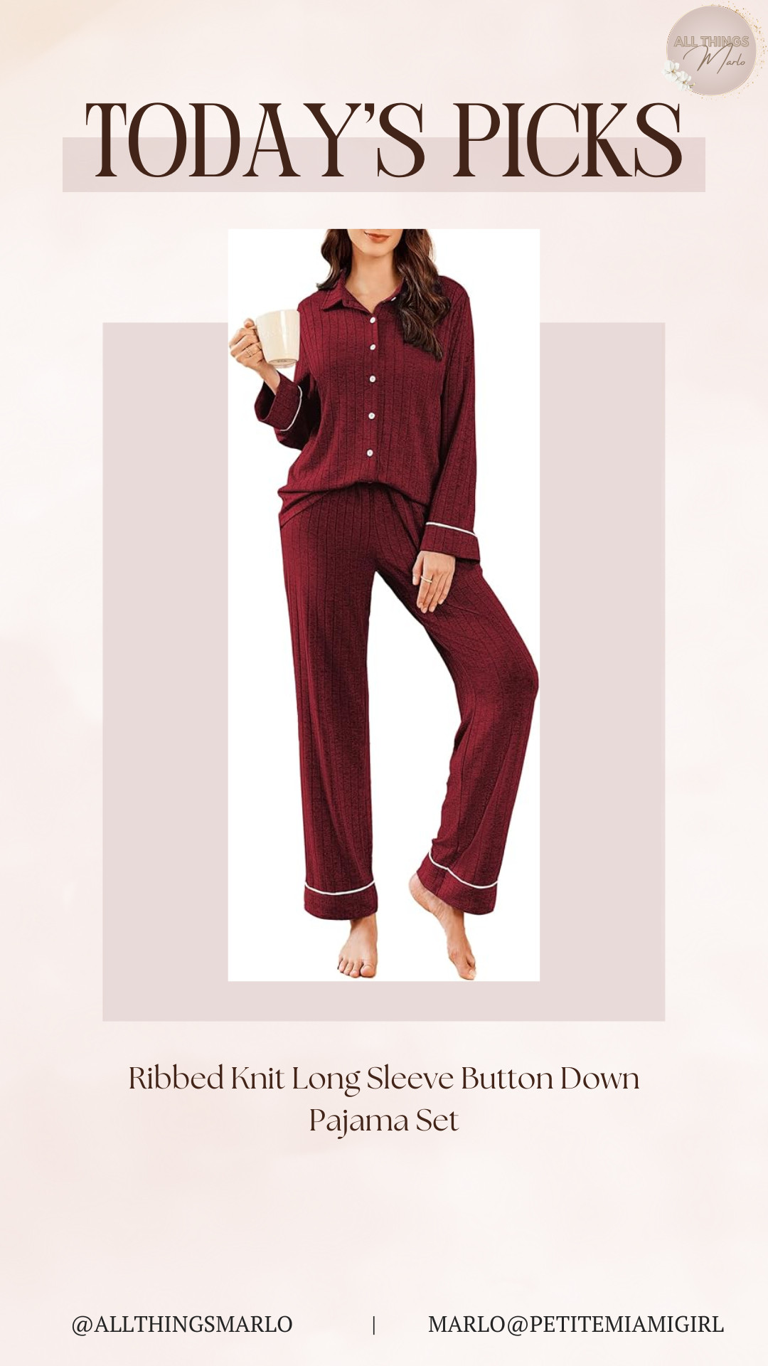 Ribbed Knit Long Sleeve Button Down Pajama Set 

 #LTKHoliday #LTKSeasonal #LTKOver40