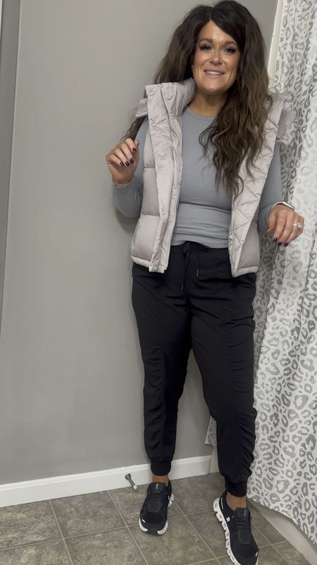 Another lululemon athleisure outfit!! This is my absolute favorite workout top and my vest is on super sale! I’m
Wearing sizes: 

Vest: 10- runs big (could size down at least 1)
Shirt: 8
Joggers: 12
Shoes: 9

Lululemon, Lulu, sale, cropped puffer vest, light gray vest, black joggers, gray long sleeve workout top, athletic top, oncloud shoes, tennis shoes, sneakers, workout shoes, black tennis shoes



#LTKstyletip #LTKfindsunder100 #LTKfitness