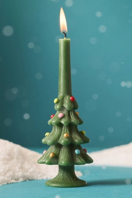 Festive Tree Decorative Shaped Wax Candle | Anthropologie (US)