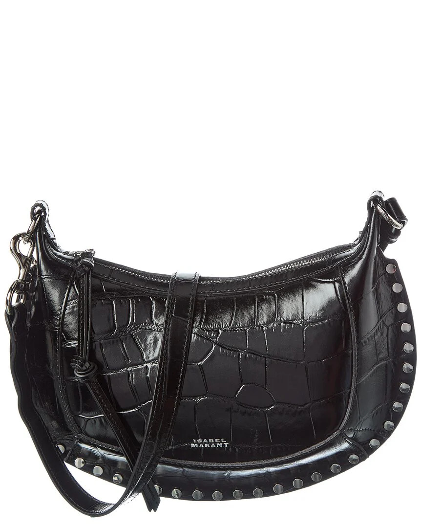 Isabel Marant Oskan Moon Croc-Embossed Leather Hobo Bag | Shop Simon