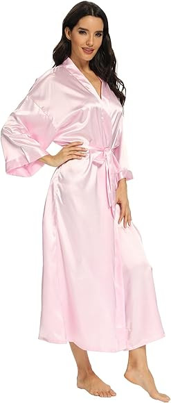 MizzGenio Women's Long Silk Robes Lightweight Long Satin Robes Full Length Sleepwear Dressing Gow... | Amazon (US)