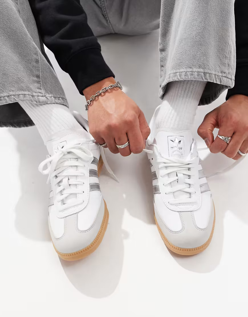 adidas Originals samba sneakers in white and silver | ASOS (Global)