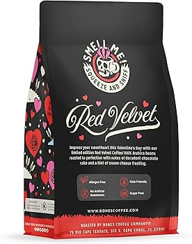 Bones Coffee Company Red Velvet Flavored Coffee Beans, Medium Roast Ground Coffee Low Acid, Red V... | Amazon (US)