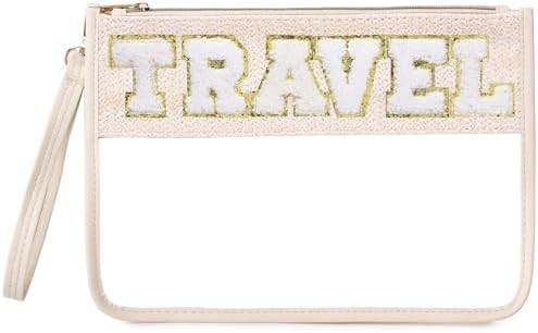 Pinkmik Chenille Letter Clear Zipper Pouch for Travel Clear Snack Bag Beach Cosmetic & Toiletry M... | Amazon (US)