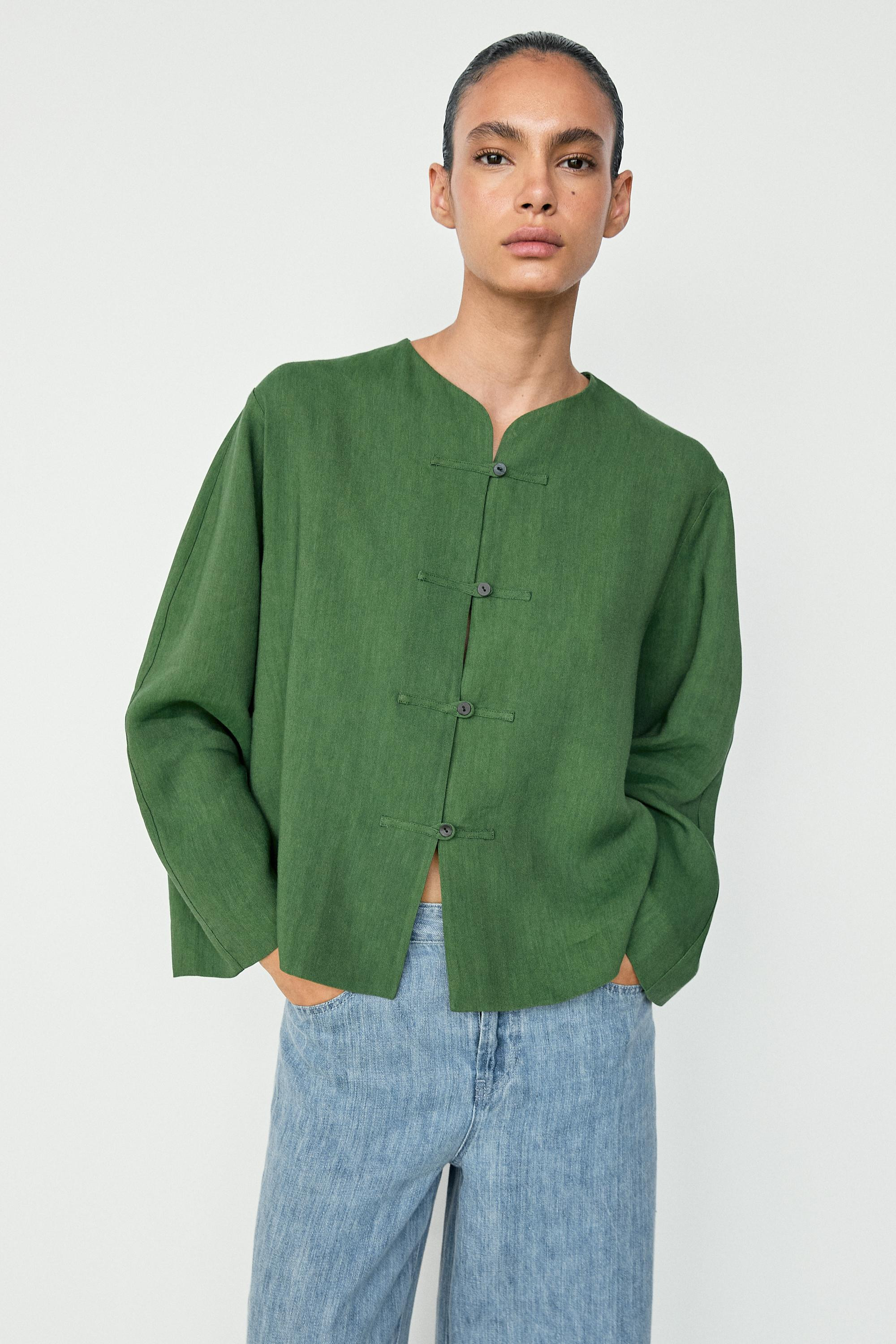 Total look flowing overshirt with button details | Massimo Dutti US