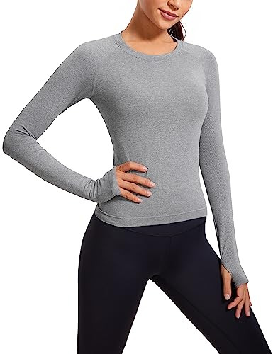 CRZ YOGA Womens Seamless Workout Long Sleeve Shirts Quick Dry Gym Athletic Tops Breathable Runnin... | Amazon (US)