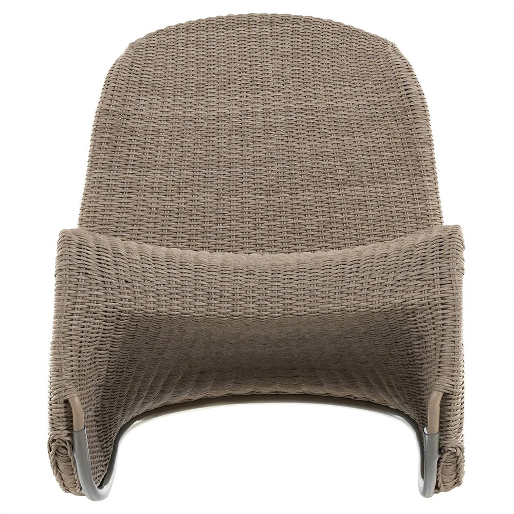 Ivanna Coastal Beach Beige Woven Wicker Outdoor Rocking Chair | Kathy Kuo Home