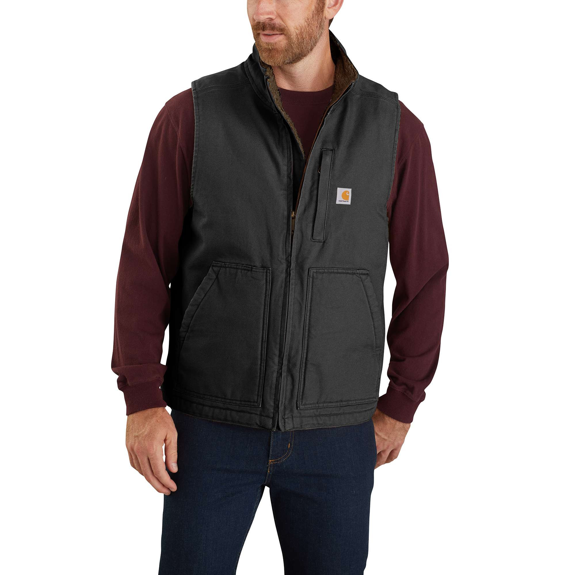 Carhartt Men's Black Polyester Fleece-lined Vest (Medium) | 104277-BLKMREG | Lowe's