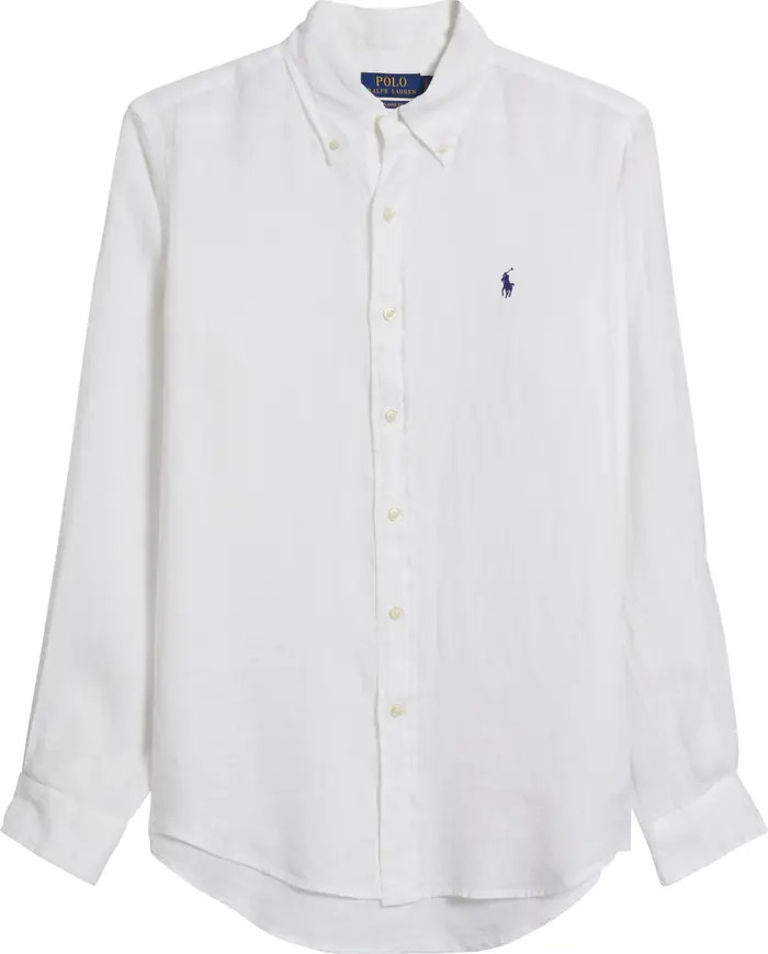 Polo Ralph Lauren Solid White Linen Button-Down Shirt | Nordstrom | Nordstrom