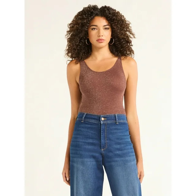 Sofia Jeans Women's Seamless Lurex Thread Scoop Neck Bodysuit, Sizes XS-XXL | Walmart (US)