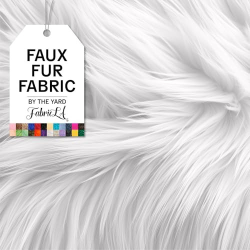 FabricLA Faux Fur Fabric by The Yard - Artificial Craft Fur - 720" X 60" Inch Wide - Fur Fabric for Craft Supply, DIY Furry Plush Projects, Sewing, Decoration, Upholstery, White, 20 Yards | Amazon (US)
