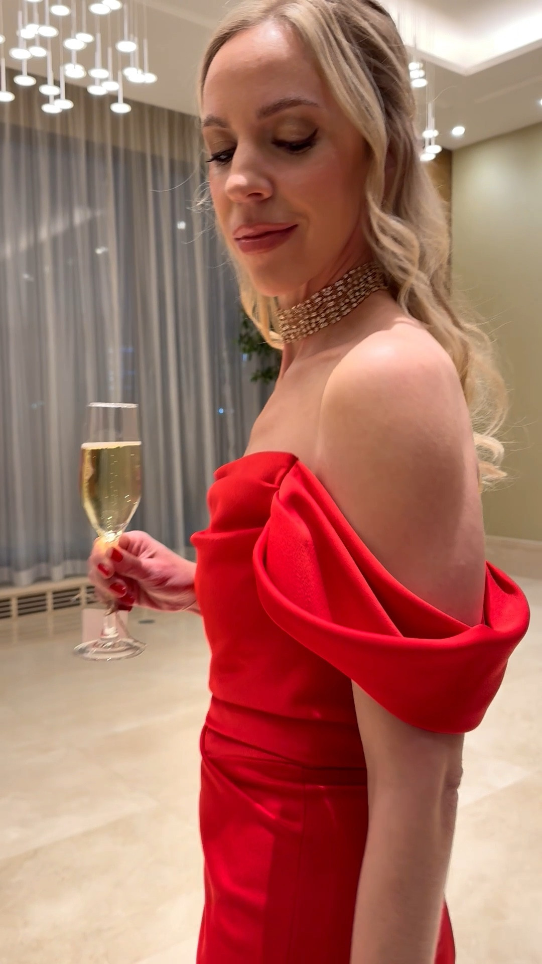 This choker necklace is such a beautiful statement piece for formal events - look at that sparkle! ✨ 

Red dress, holiday party, off the shoulder formal gown, gold sandals, winter weddingg

#LTKWedding #LTKParties #LTKHoliday