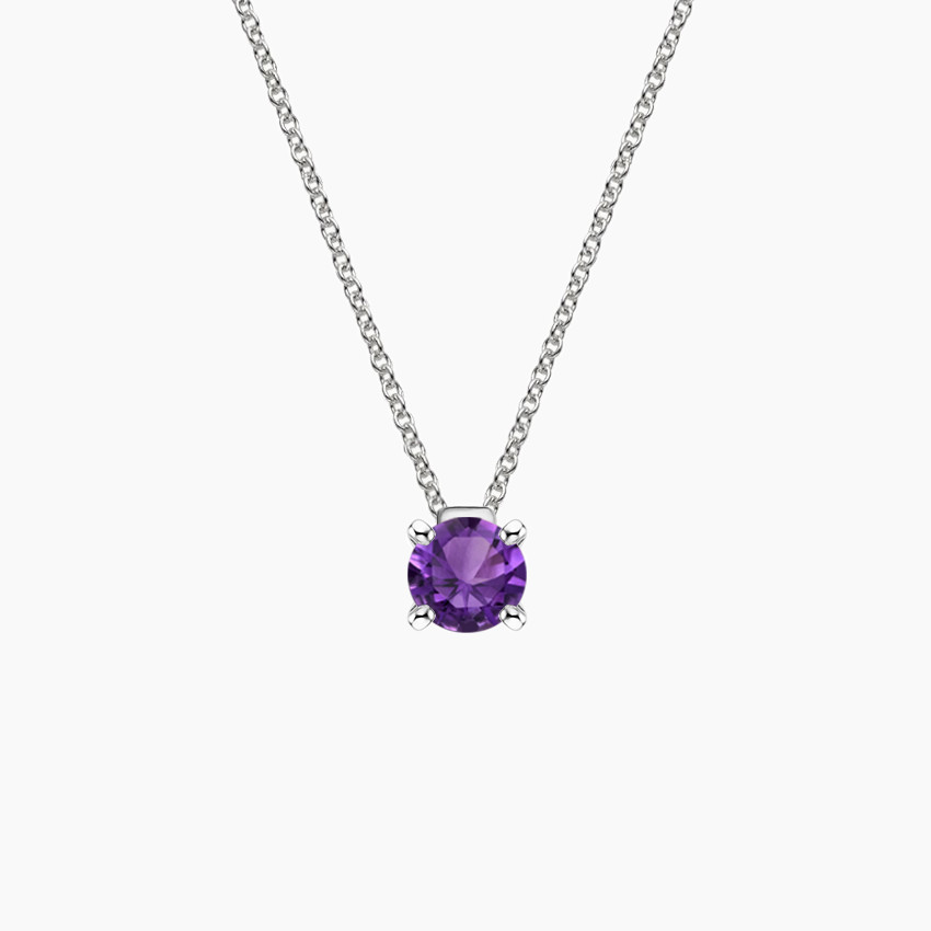 Floating Solitaire Amethyst Pendant in Silver | Brilliant Earth