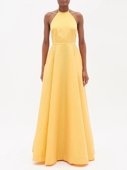 Bernadette - Delilah Halterneck Taffeta Dress - Womens - Yellow | Matches (US)