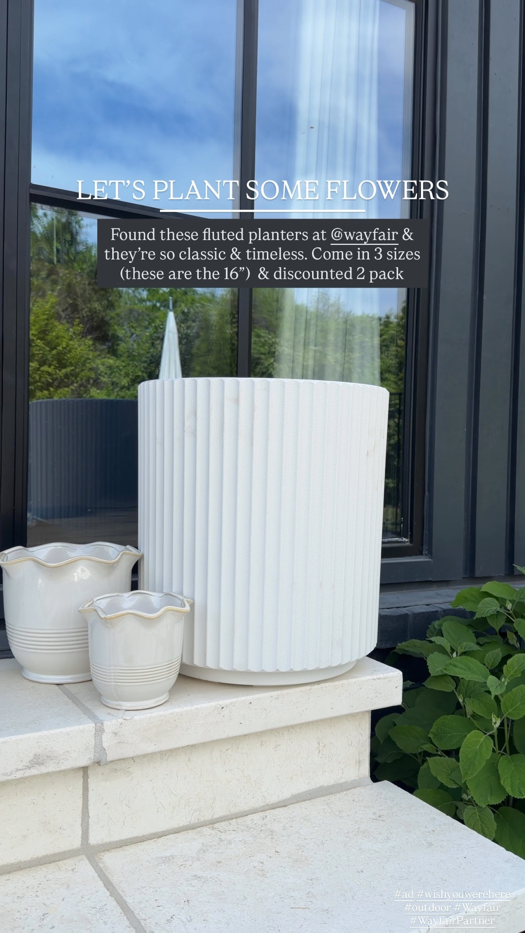 Let’s plant some flowers! Got a few new planters from @wayflair- the fluted planters are so classic and timeless! Very heavy and well made + the two pack is discounted! We went with the 16’ option for reference. Also found these cute scalloped ceramic planters- come in a set of 2 and look great layered with other planters or would be beautiful on any outdoor table. 

#ad  #wishyouwerehere #outdoor #Wayfair #WayfairPartner



#LTKSeasonal #LTKHome #LTKSaleAlert