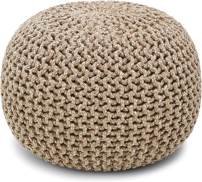 REDEARTH Round Pouf Ottoman - Hand Knitted Cable Boho Poof Home Décor Pouffe Circular Footrest f... | Amazon (US)